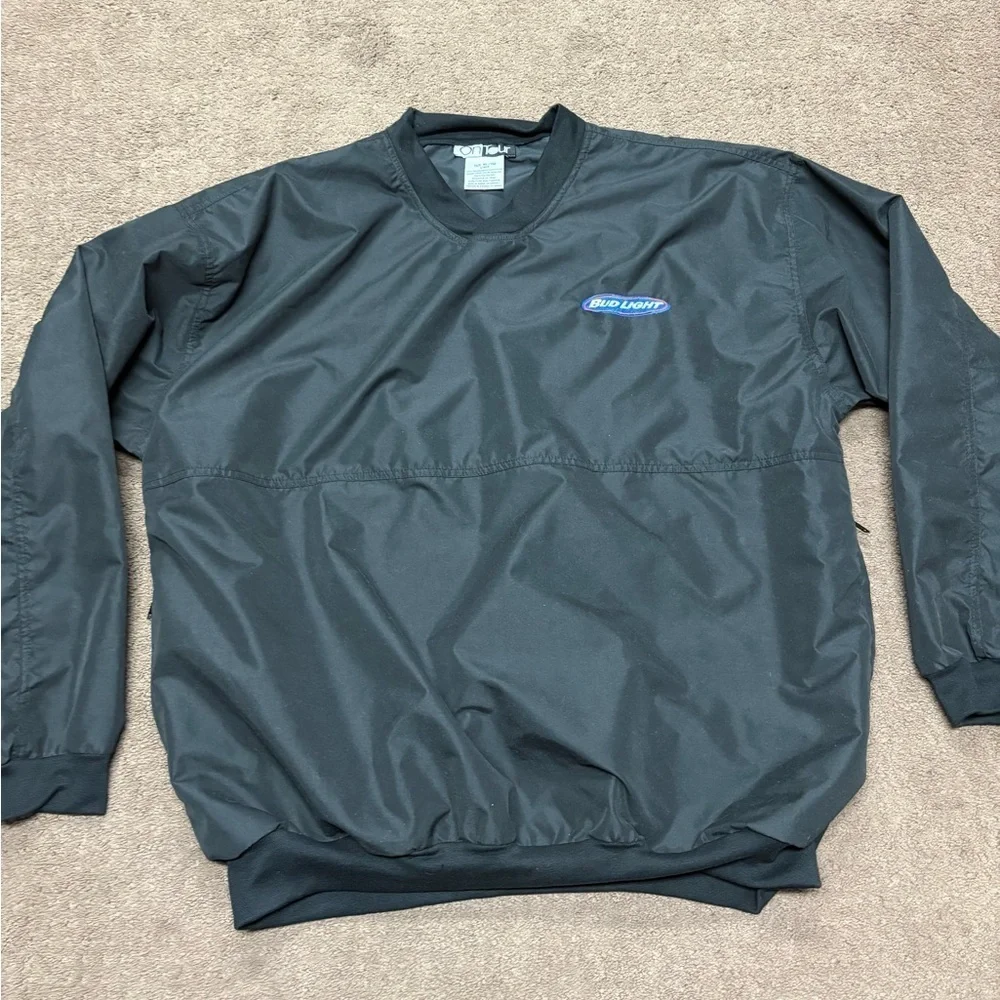 Bud light Men’s XL black pullover jacket with zipper pockets